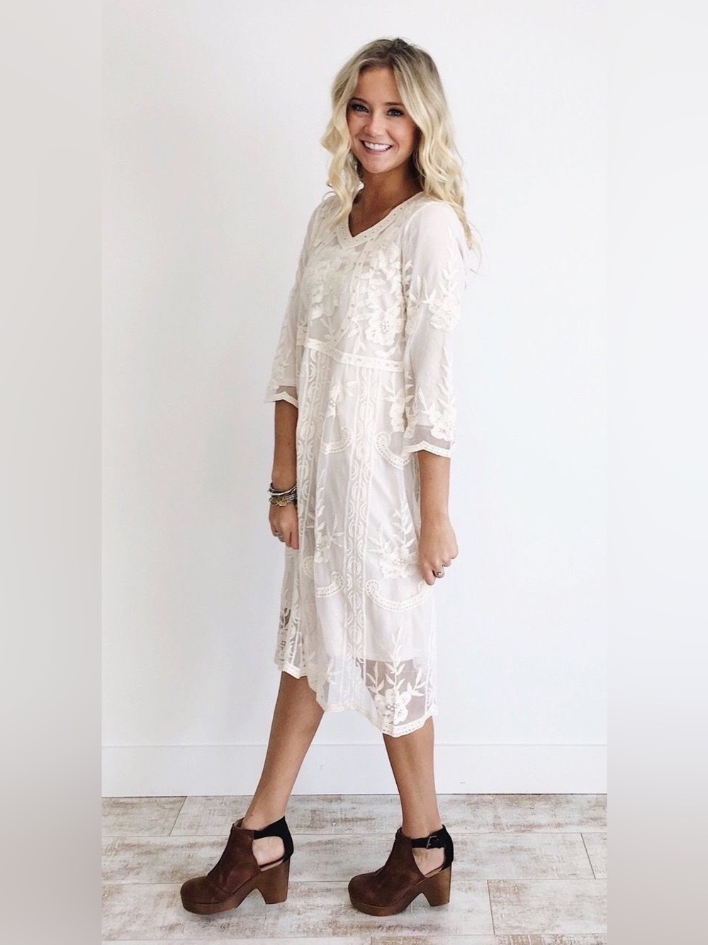 Roolee Nora Lace Dress in Ivory size large